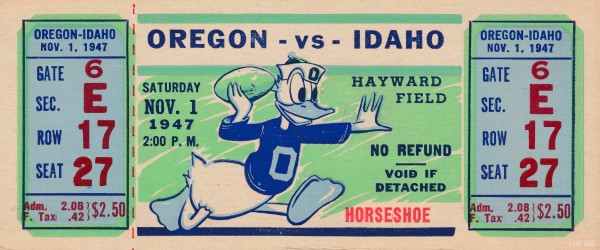 1947 Idaho vs. Oregon Ducks Football Ticket Canvas  Print